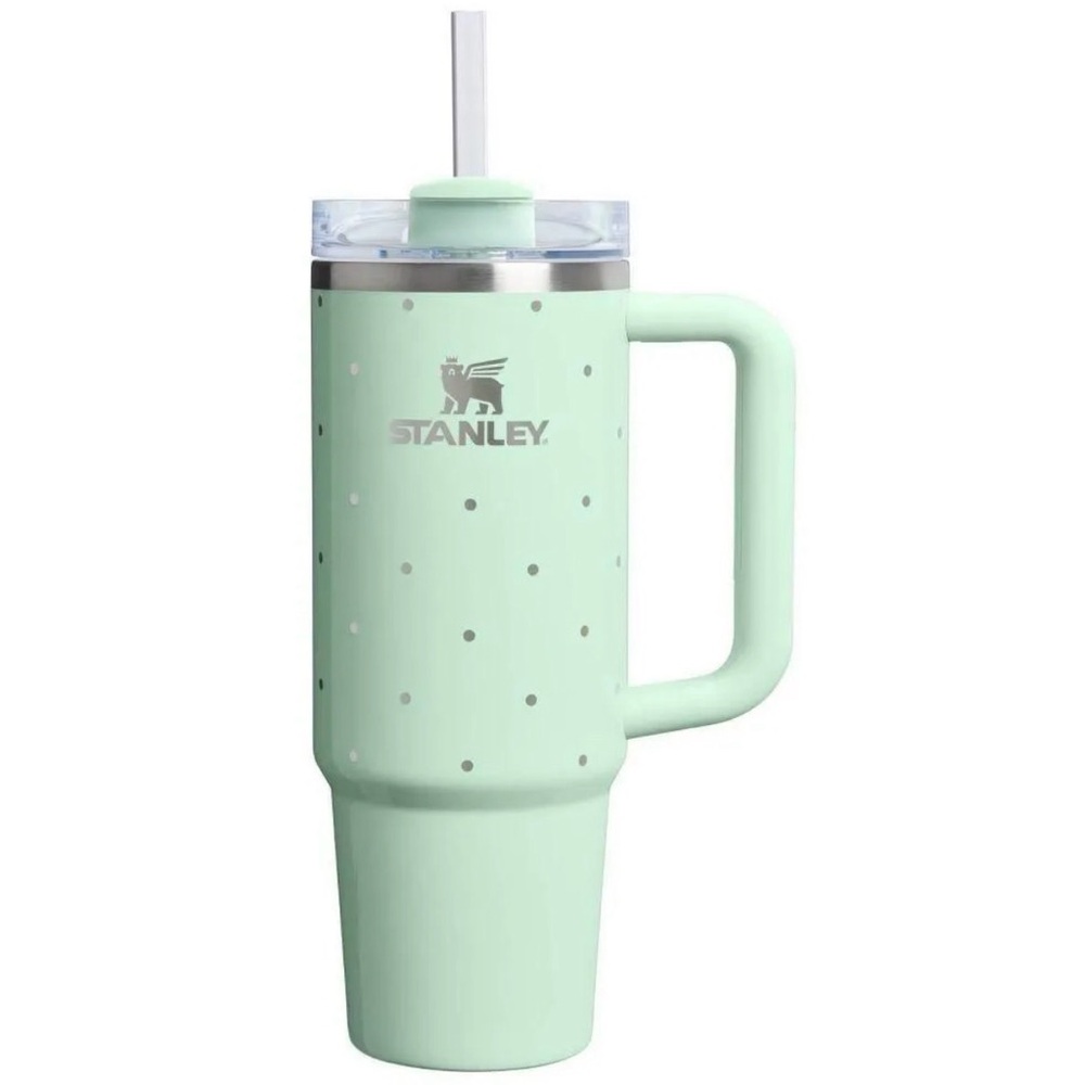 Stanley Pastel Green Polka Dot Tumbler with Straw